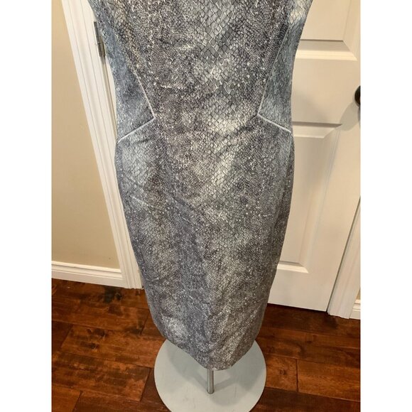 Lafayette 148 New York Navy  Gray Snakeskin Print Shift Dress, Size 10, NWT! - Picture 3 of 9